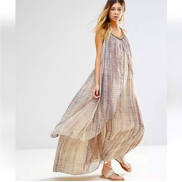 RAGA Women's S Aphrodite Maxi Multi-Color Boho Halter Dress w/Beaded Collar NWT - Picture 2 of 16